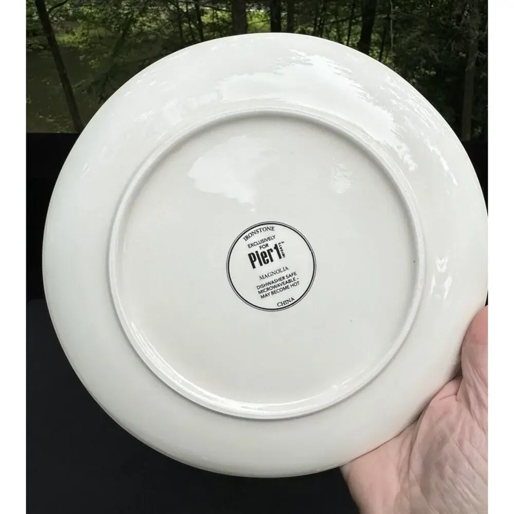 Vtg Pier 1 Magnolia Floral Pattern Ironstone 8.75